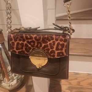 Michael Kors Margo Calf Hair Leopard Brown Leather Bag